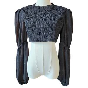 NBD Revolve Womens Dark Fairy Whimsigoth Ballon Sleeve Oasis Cropped Top Size M